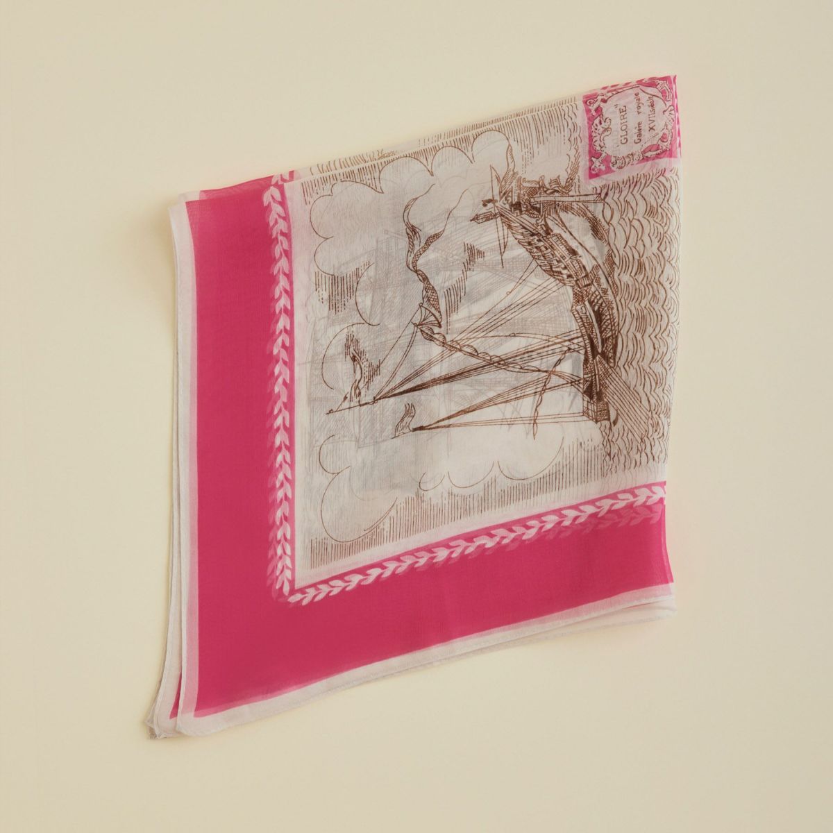  マリンスカーフ＜ピンク＞　シルク100%　日本製