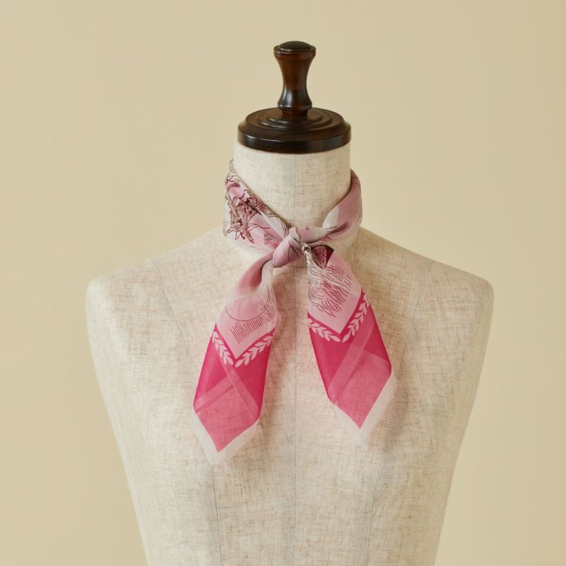  マリンスカーフ＜ピンク＞　シルク100%　日本製