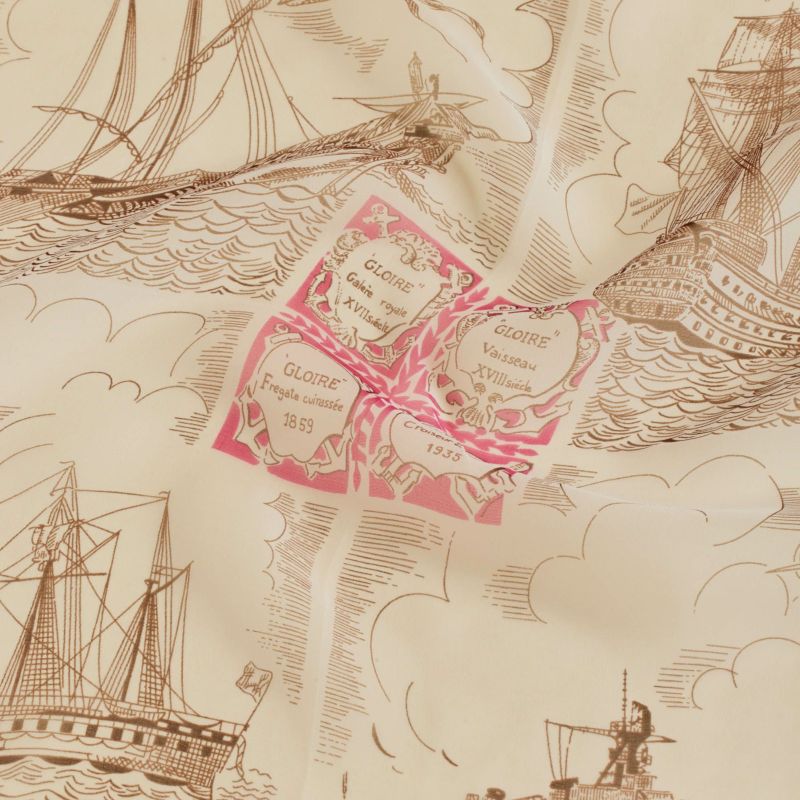  マリンスカーフ＜ピンク＞　シルク100%　日本製