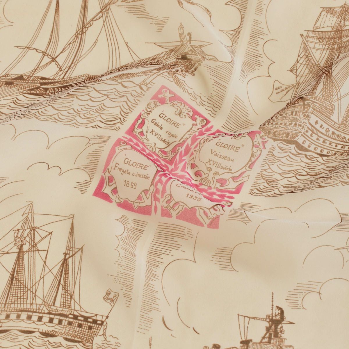  マリンスカーフ＜ピンク＞　シルク100%　日本製