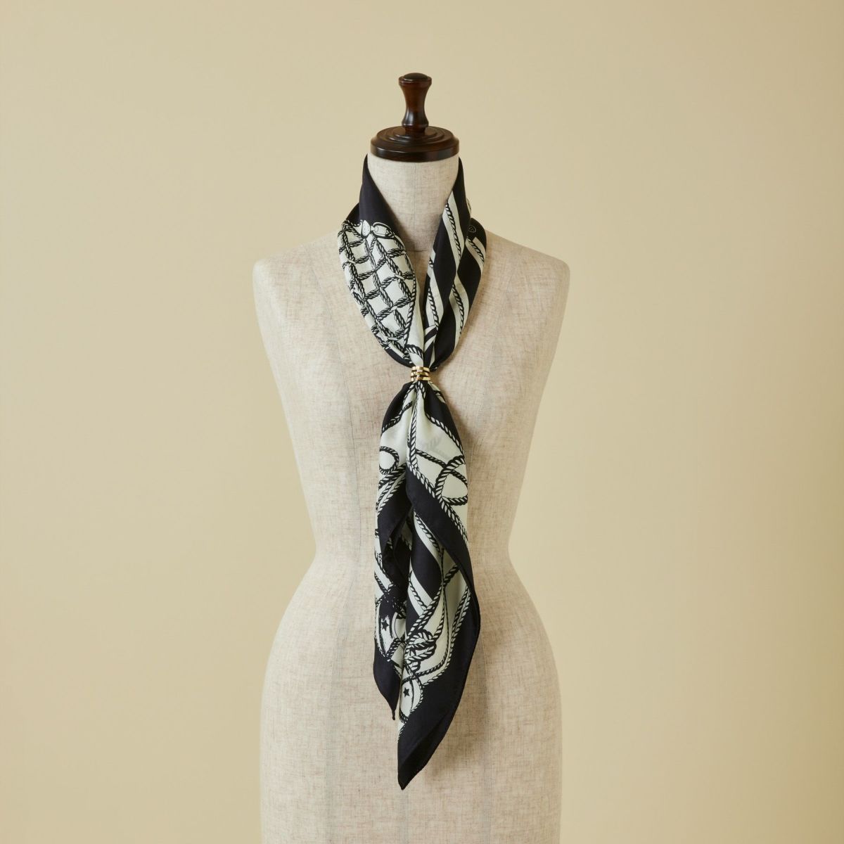 ロープマリンスカーフ＜ブラック＞　シルク100%　日本製