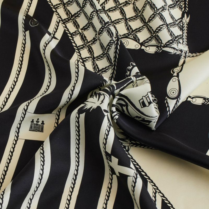 ロープマリンスカーフ＜ブラック＞　シルク100%　日本製