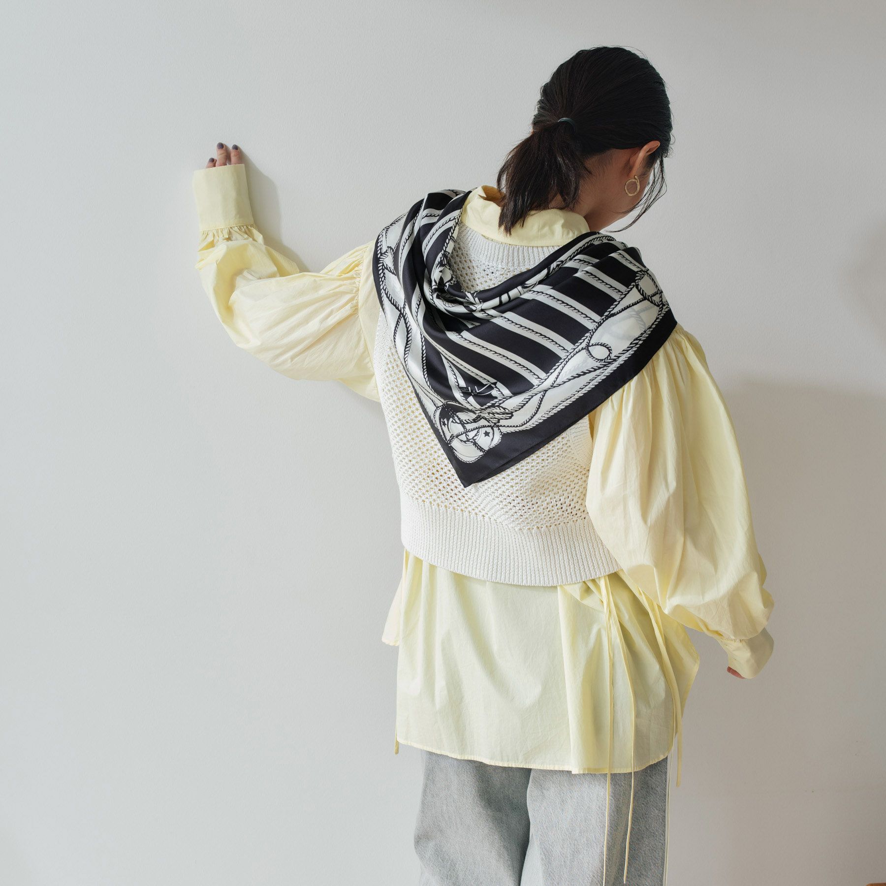 ロープマリンスカーフ＜ブラック＞　シルク100%　日本製