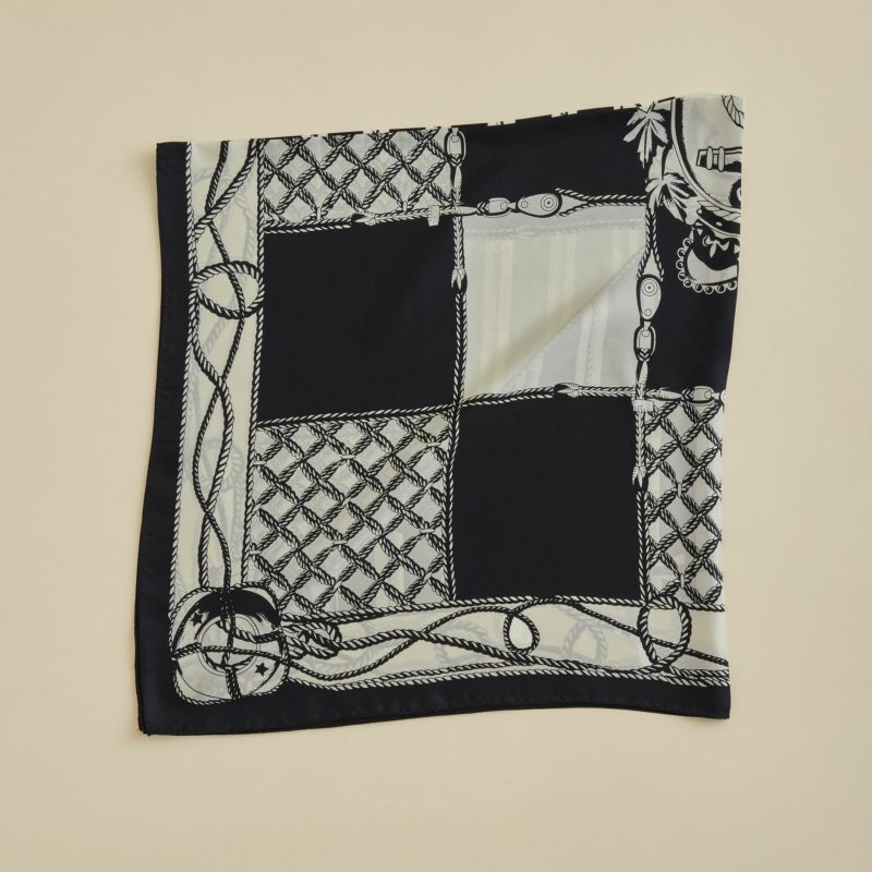  ロープマリンスカーフ＜ブラック＞　シルク100%　日本製