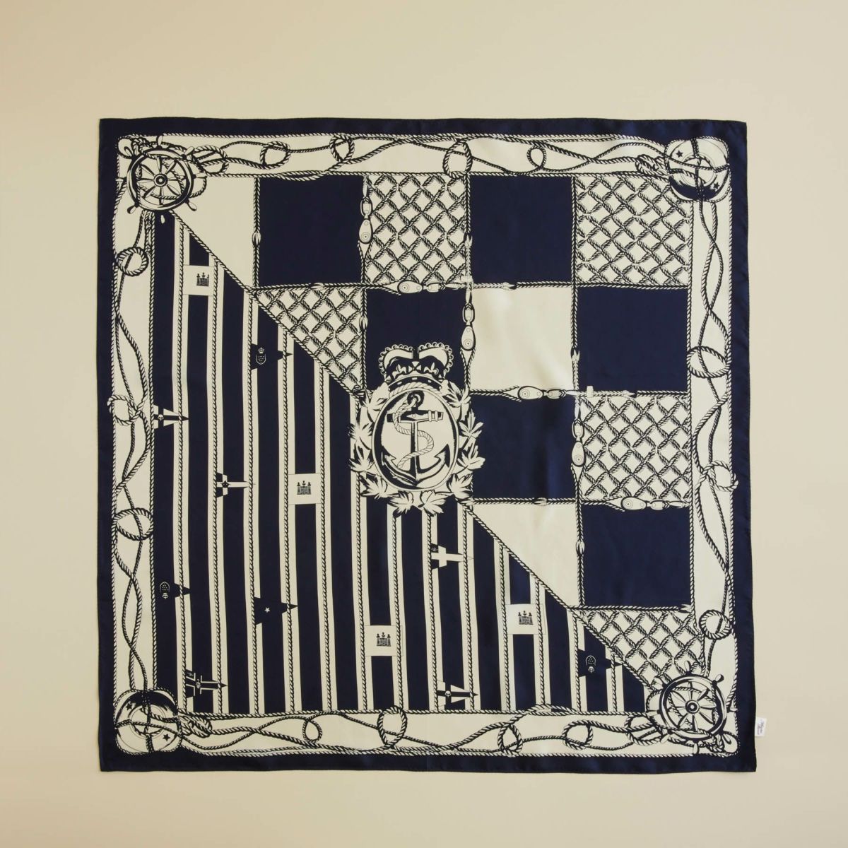ロープマリンスカーフ＜ネイビー＞　シルク100%　日本製