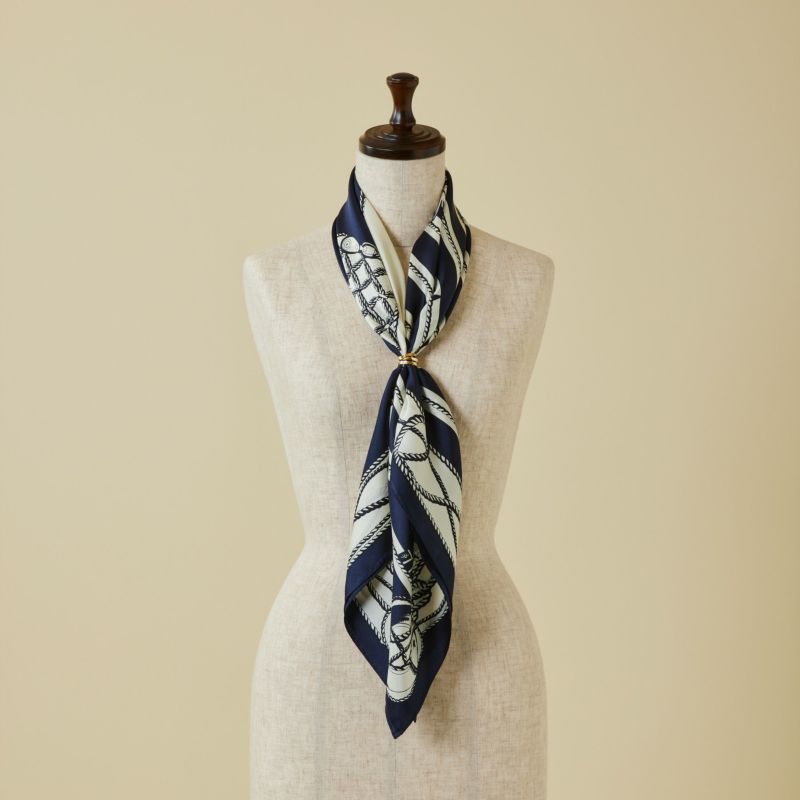 ロープマリンスカーフ＜ネイビー＞　シルク100%　日本製