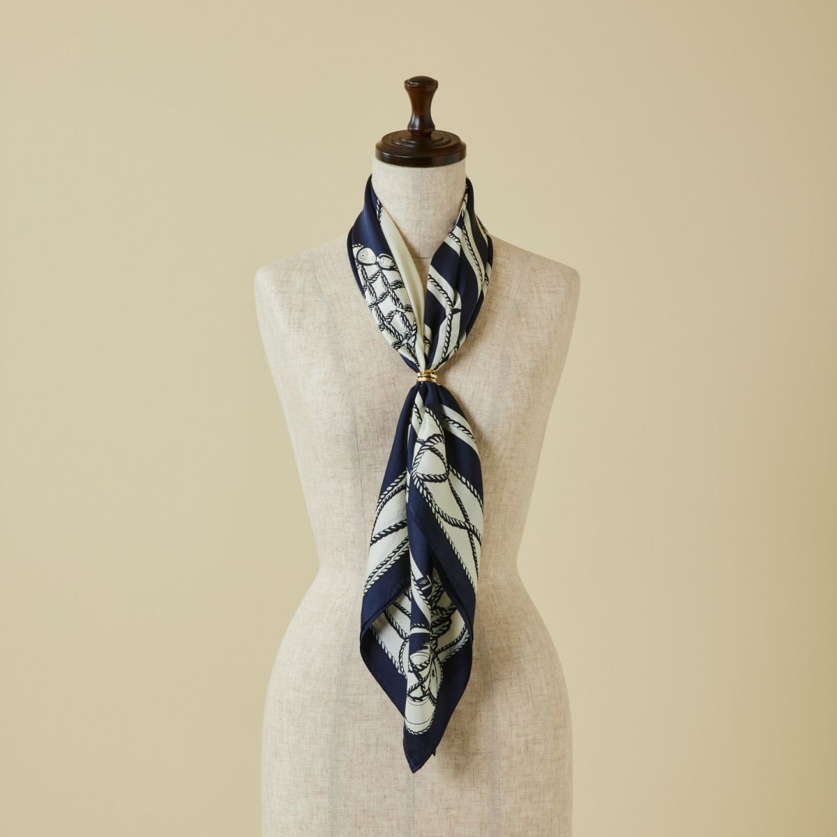 ロープマリンスカーフ＜ネイビー＞　シルク100%　日本製