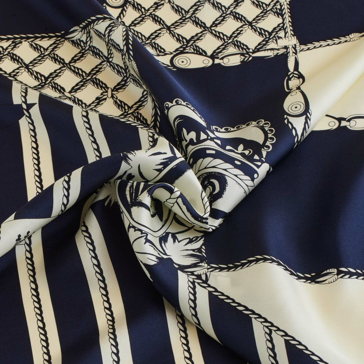 ロープマリンスカーフ＜ネイビー＞　シルク100%　日本製