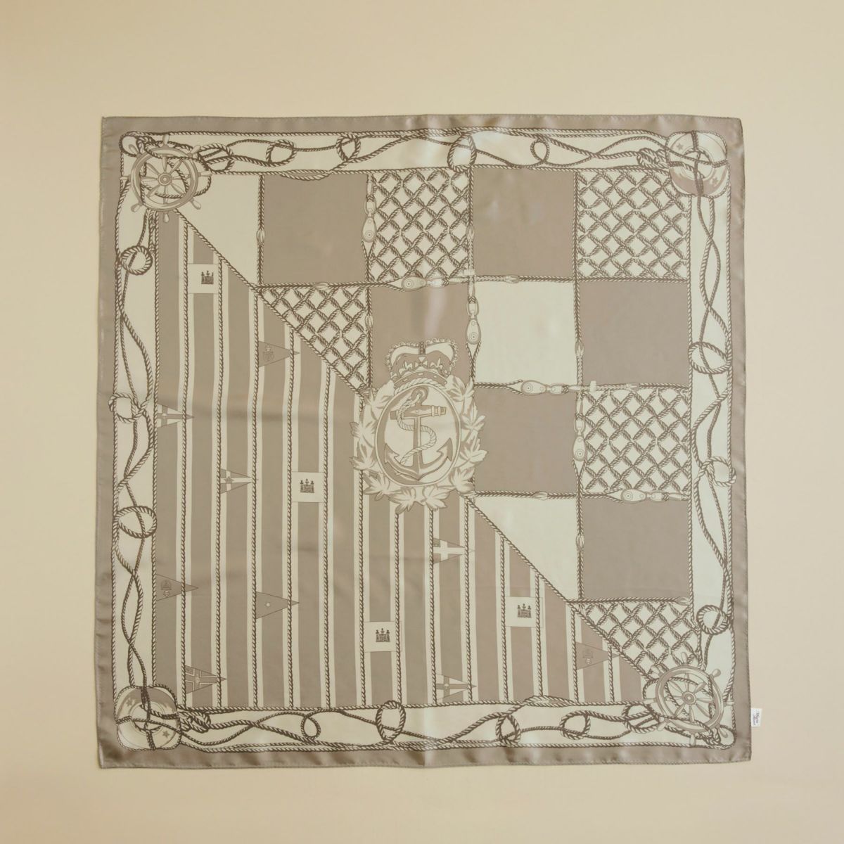 ロープマリンスカーフ＜グレージュ＞　シルク100%　日本製