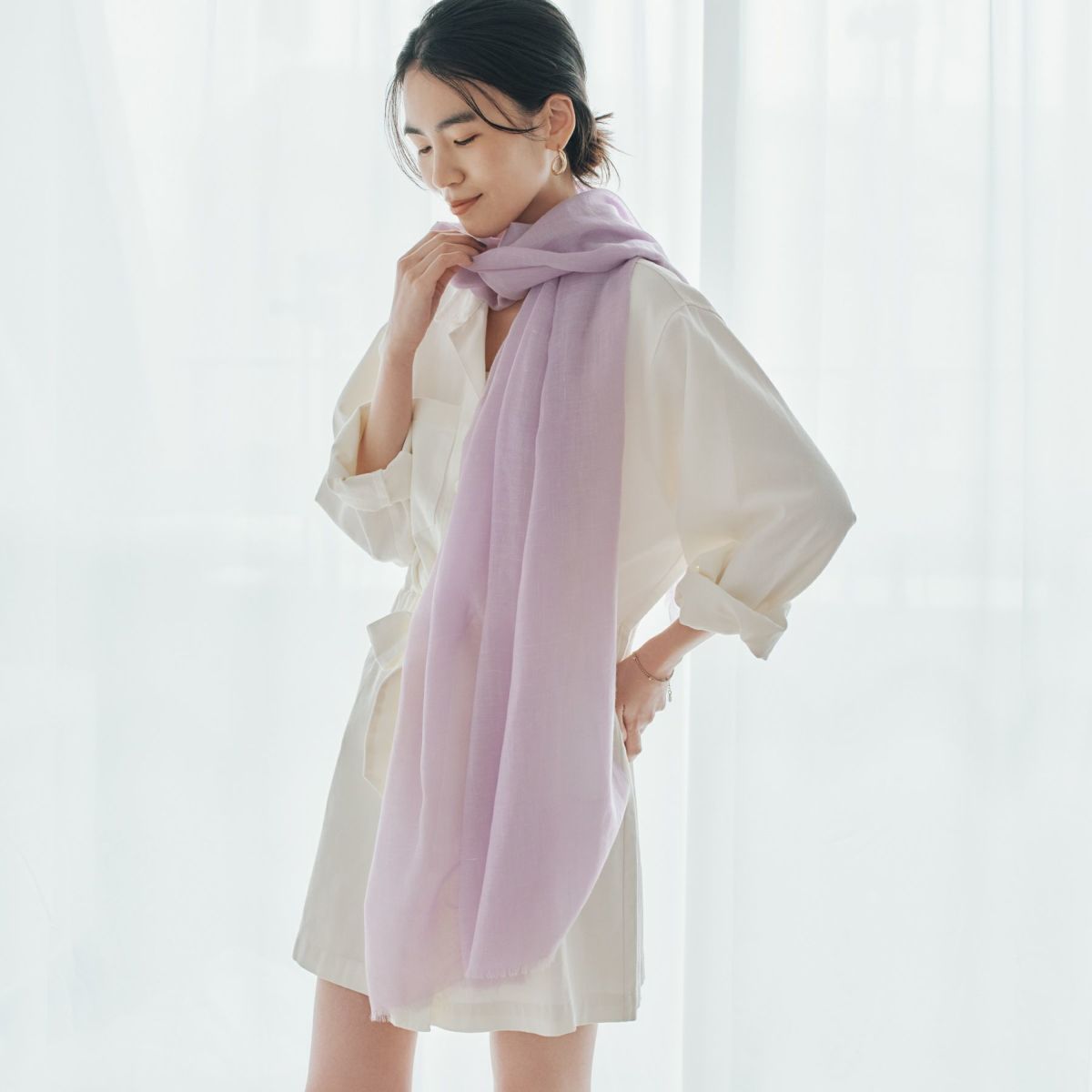  カシミヤリネンストール