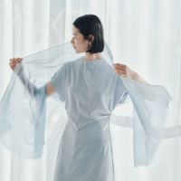 カシミヤリネンストール＜ブルー＞