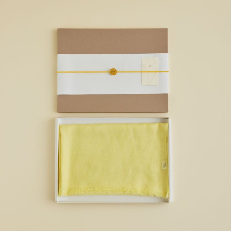 【長寿祝いギフトセット】カシミヤリネンストール＜レモン＞