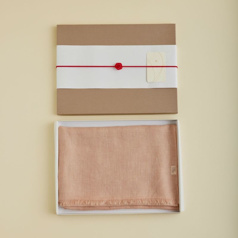 【長寿祝いギフトセット】カシミヤリネンストール＜ピンクベージュ＞