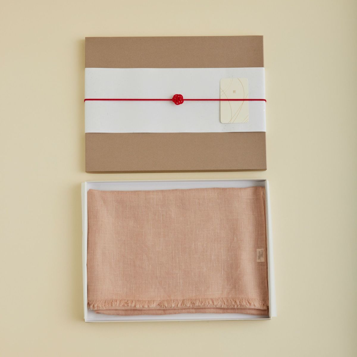 【長寿祝いギフトセット】カシミヤリネンストール＜ピンクベージュ＞