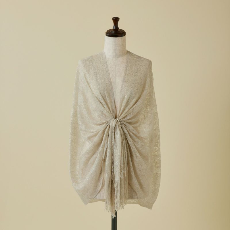  フラワーラメレースストール＜ベージュ＞