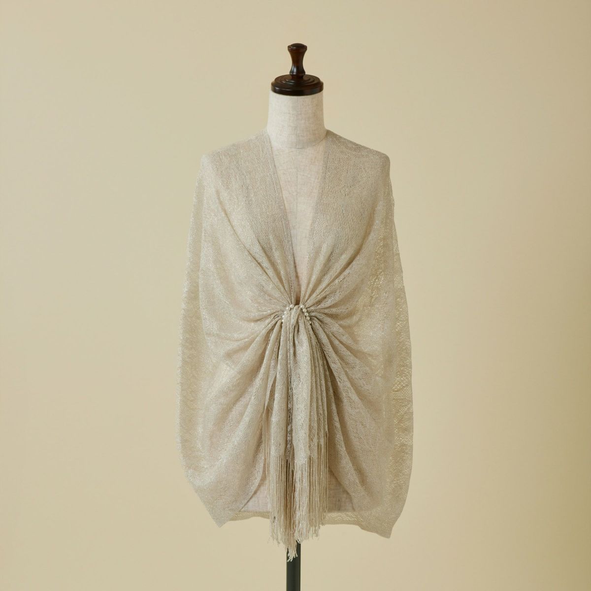  フラワーラメレースストール＜ベージュ＞