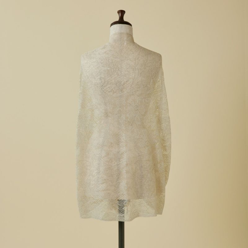  フラワーラメレースストール＜ベージュ＞