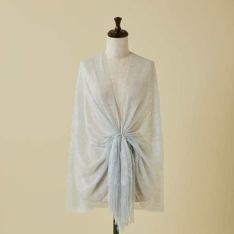 フラワーラメレースストール＜シルバー＞