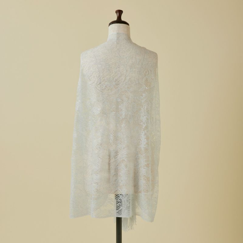 フラワーラメレースストール＜シルバー＞