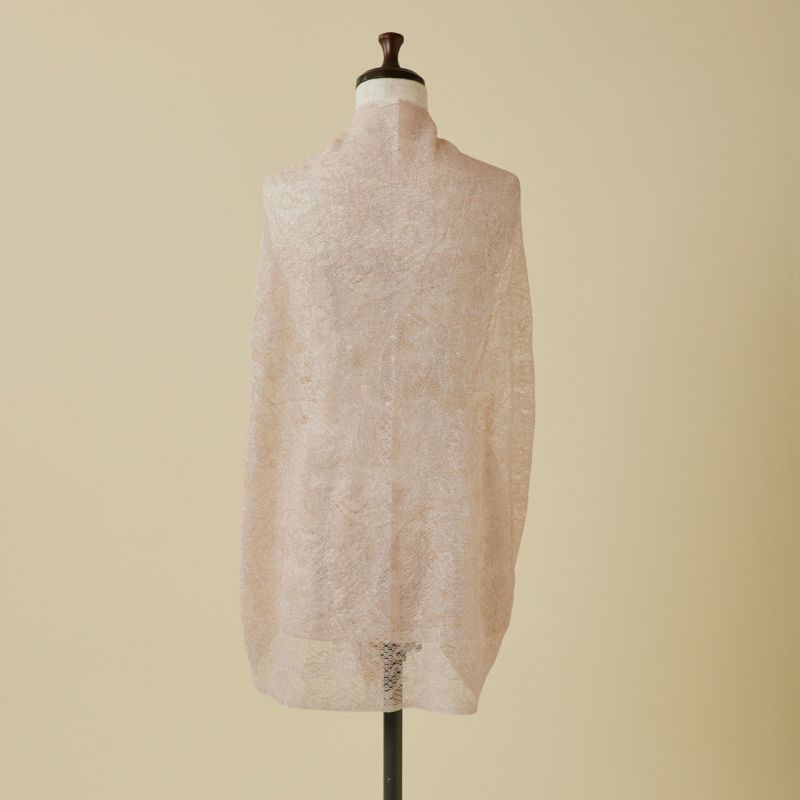 フラワーラメレースストール＜ピンク＞