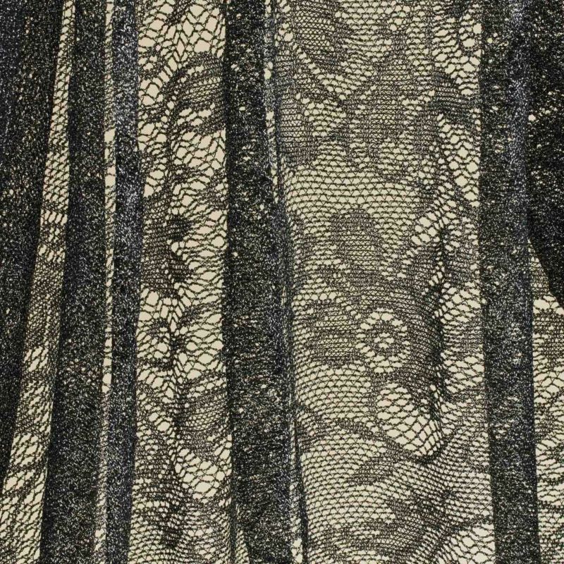 フラワーラメレースストール＜ブラック＞