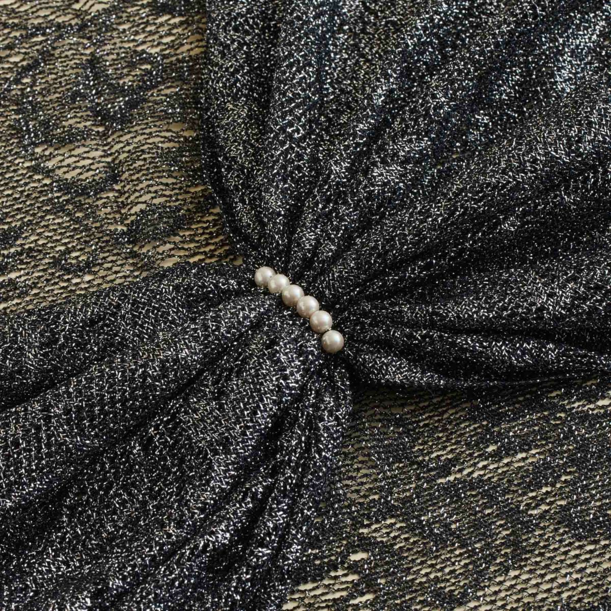 フラワーラメレースストール＜ブラック＞