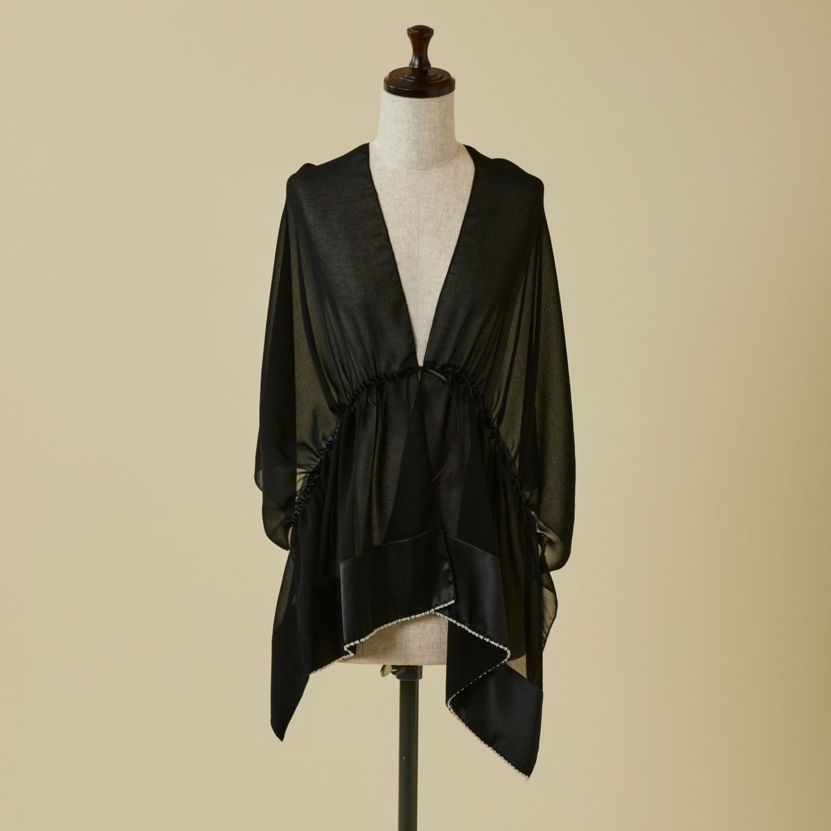  ビーズ付きシフォンストール＜ブラック＞