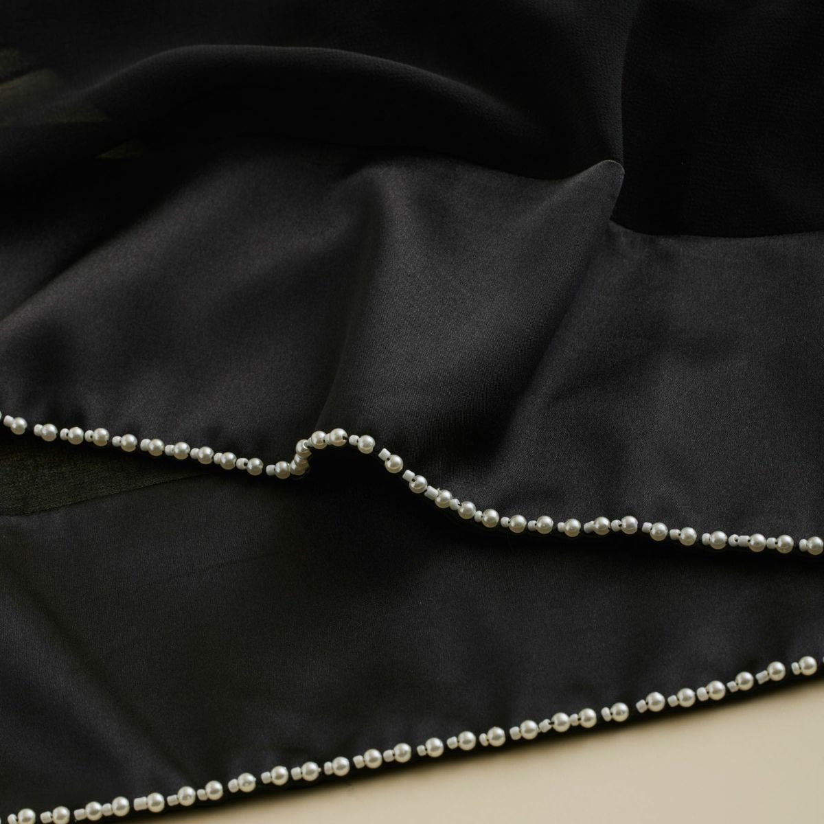  ビーズ付きシフォンストール＜ブラック＞