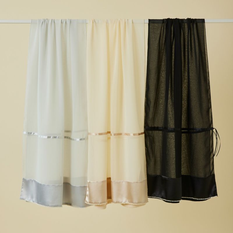  ビーズ付きシフォンストール