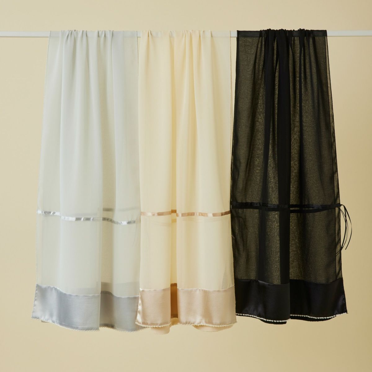  ビーズ付きシフォンストール