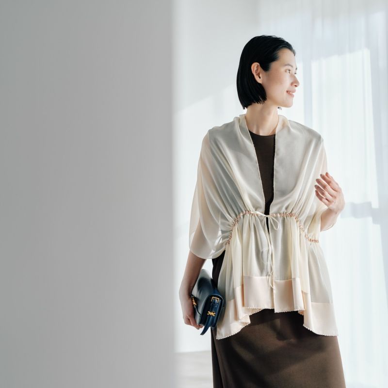  ビーズ付きシフォンストール＜シャンパンゴールド＞