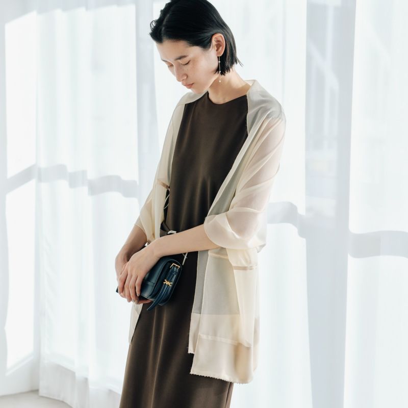  ビーズ付きシフォンストール＜シャンパンゴールド＞