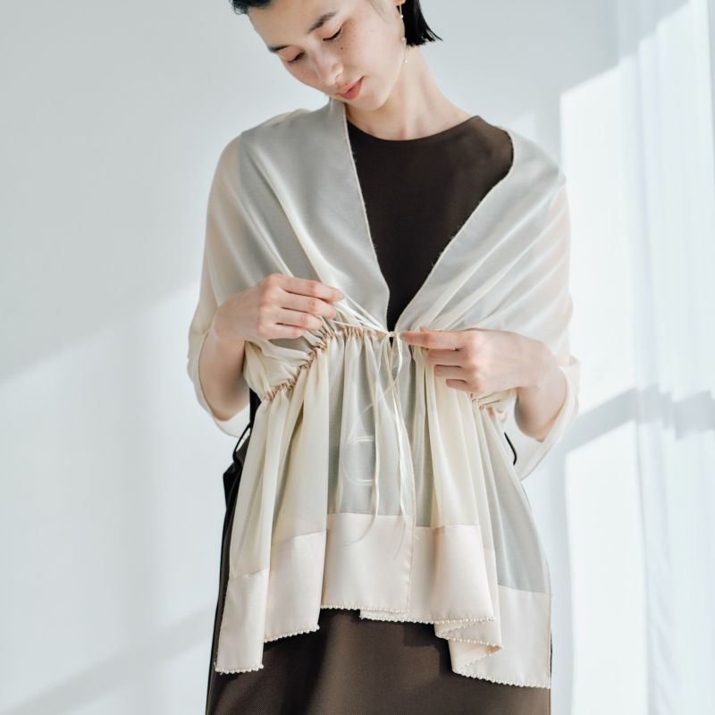  ビーズ付きシフォンストール＜シャンパンゴールド＞