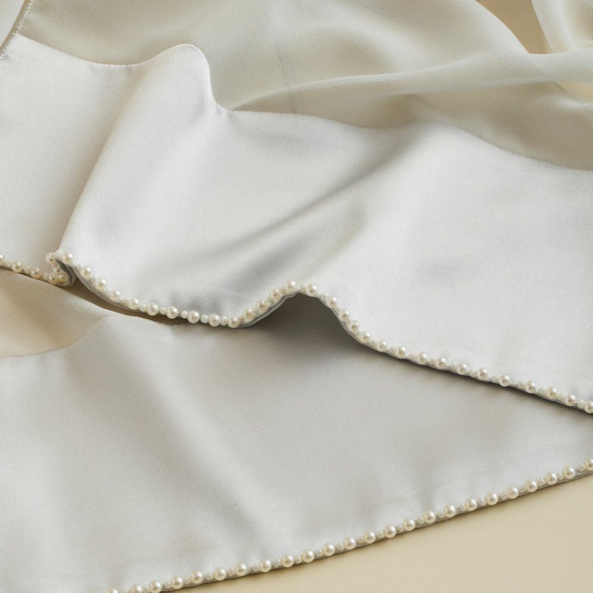 ビーズ付きシフォンストール＜シルバー＞