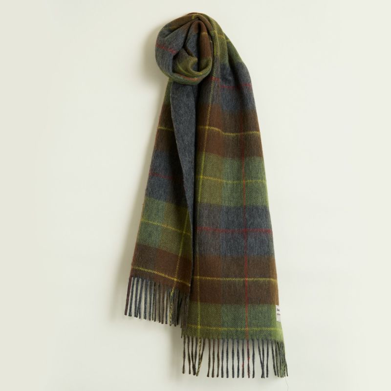 カシミヤブレンドチェックリバーシブルマフラー＜カーキ＞