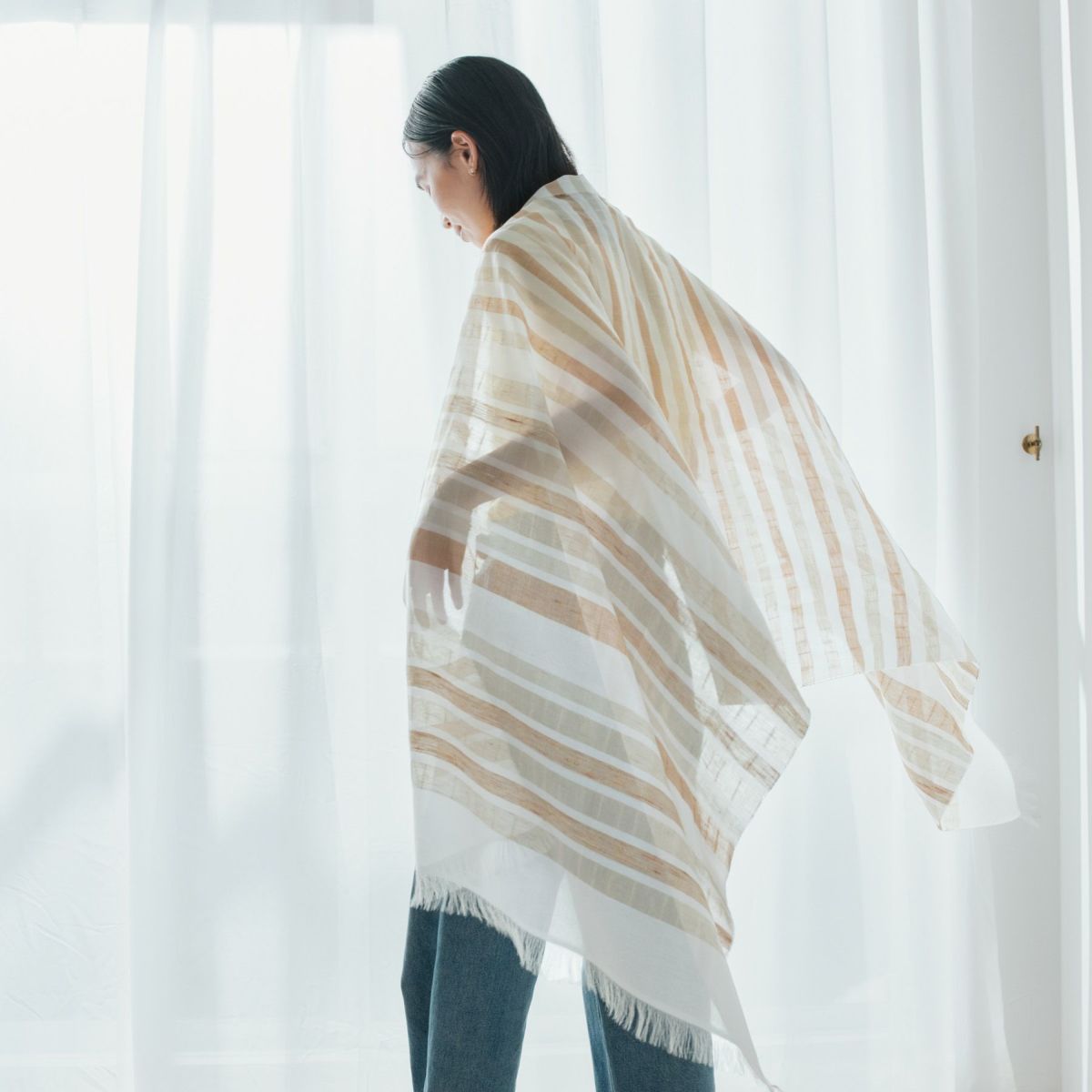  イタリア製 ランダムボーダーラメストール