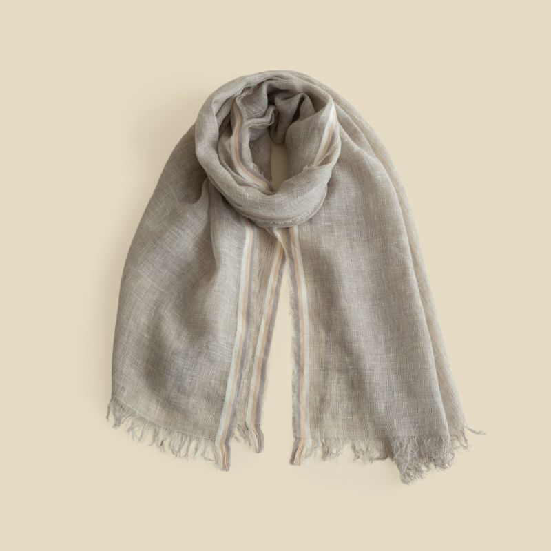  イタリア製 サイドラインリネンストール＜グレー＞