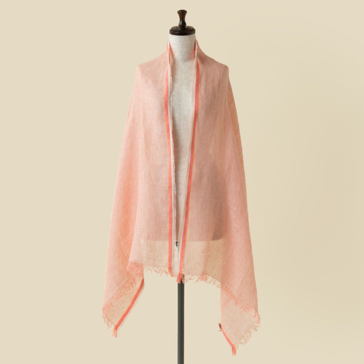  イタリア製 サイドラインリネンストール＜ピンク＞