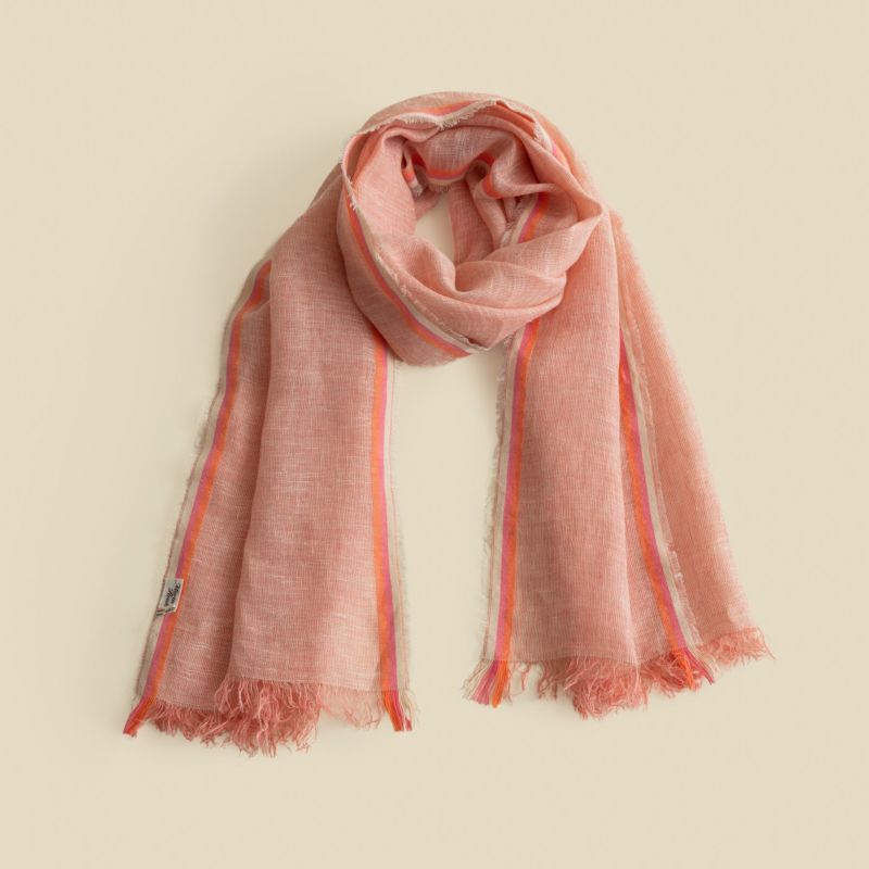  イタリア製 サイドラインリネンストール＜ピンク＞
