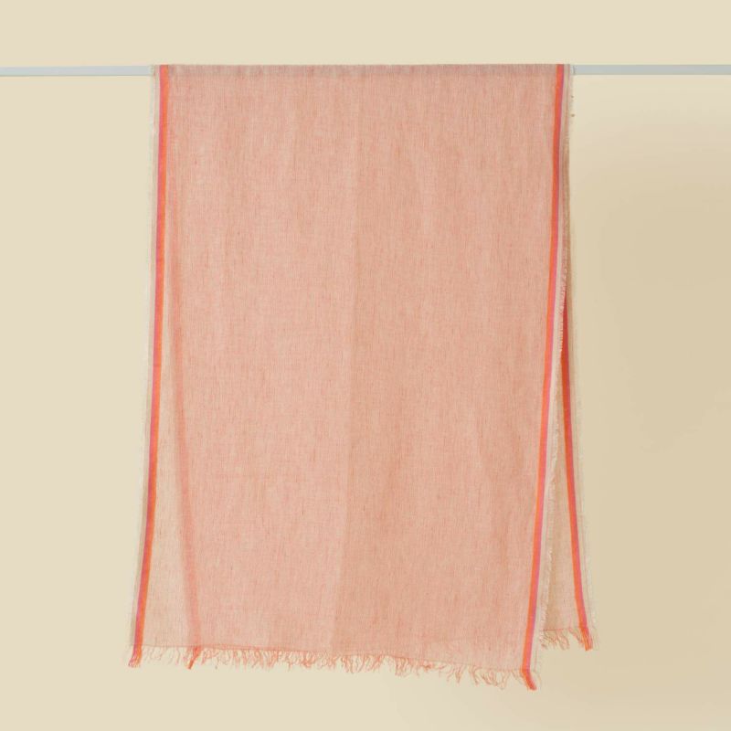  イタリア製 サイドラインリネンストール＜ピンク＞