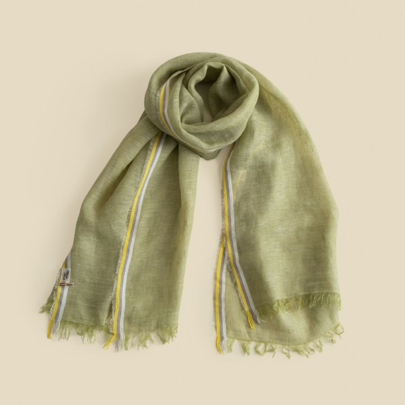 イタリア製 サイドラインリネンストール＜グリーン＞