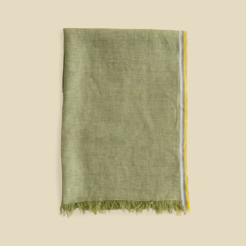 イタリア製 サイドラインリネンストール＜グリーン＞