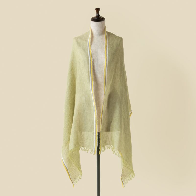 イタリア製 サイドラインリネンストール＜グリーン＞