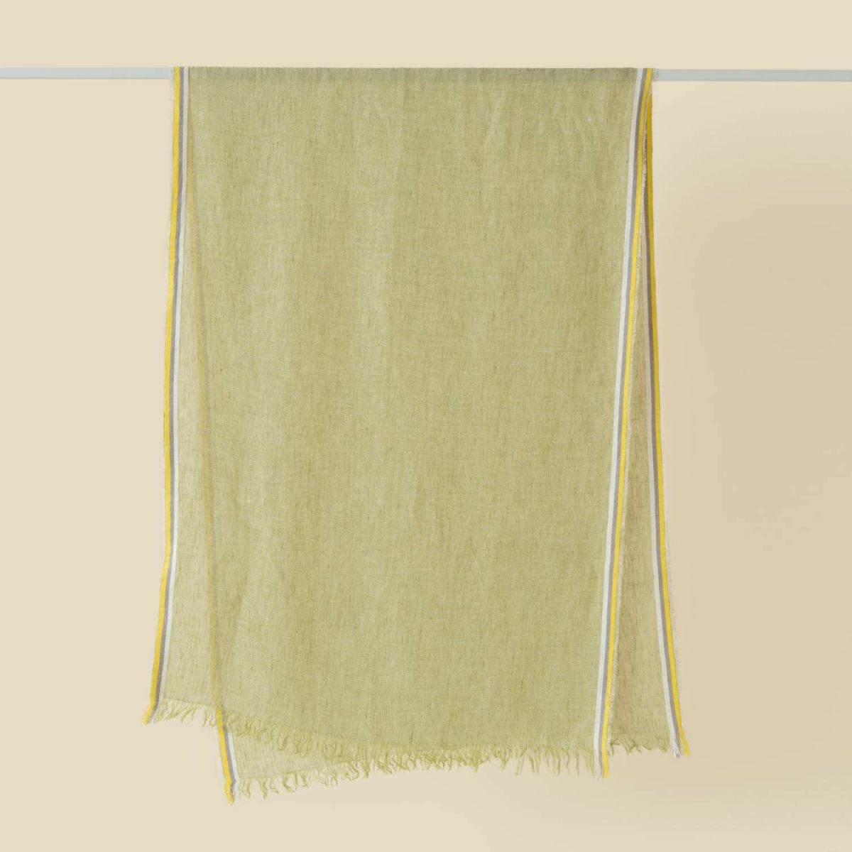 イタリア製 サイドラインリネンストール＜グリーン＞