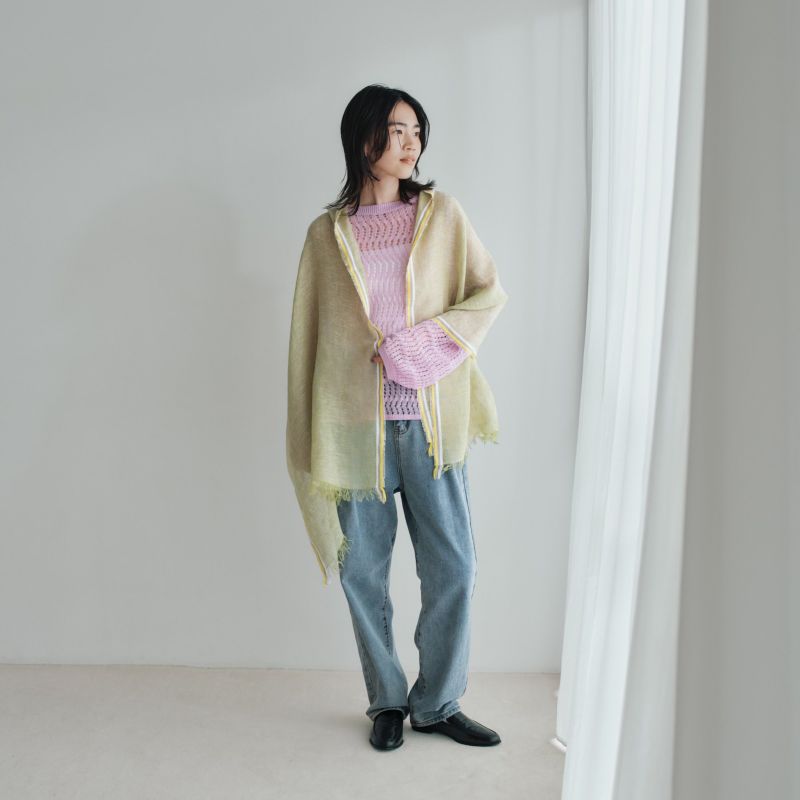 イタリア製 サイドラインリネンストール＜グリーン＞