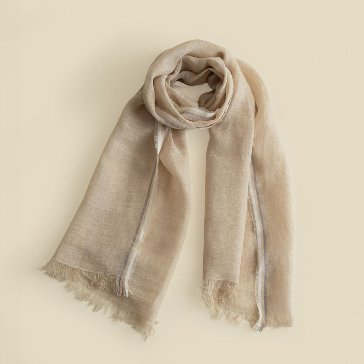  イタリア製 サイドラインリネンストール＜ベージュ＞