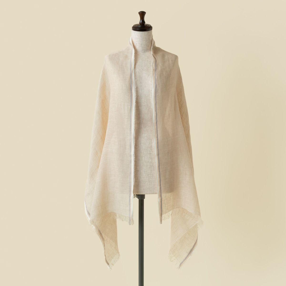  イタリア製 サイドラインリネンストール＜ベージュ＞