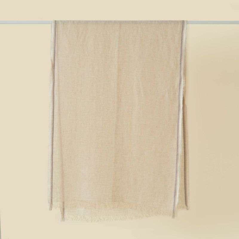  イタリア製 サイドラインリネンストール＜ベージュ＞