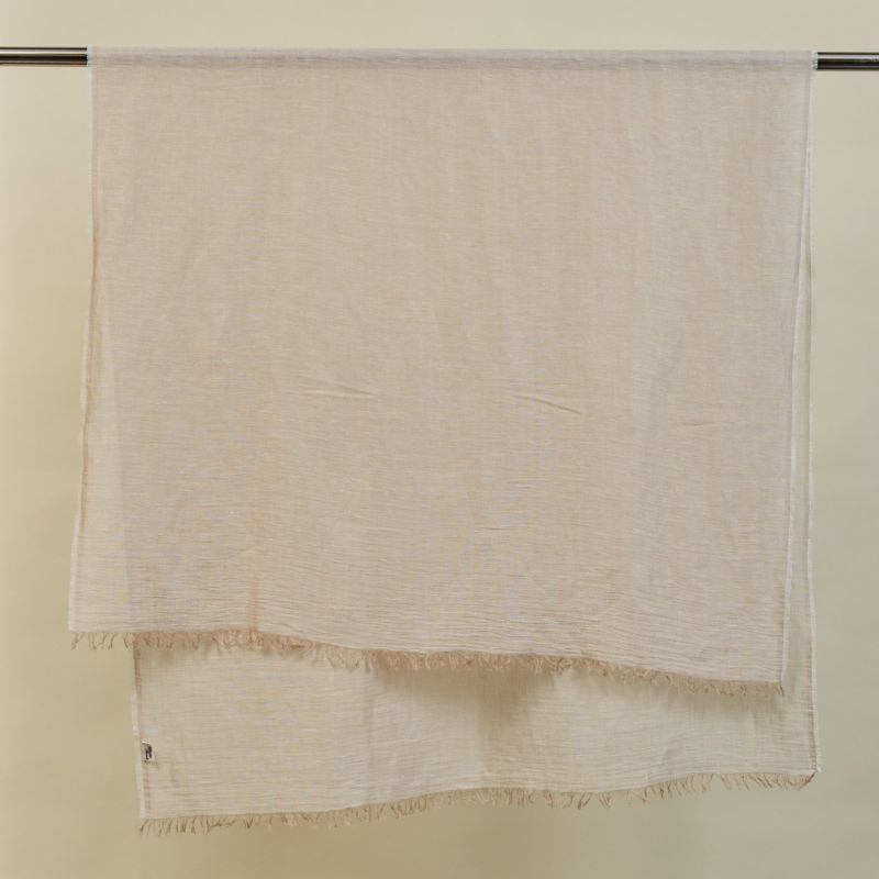 【長寿祝いセット】大判リネンコットンストール＜ベージュ＞ イタリア製