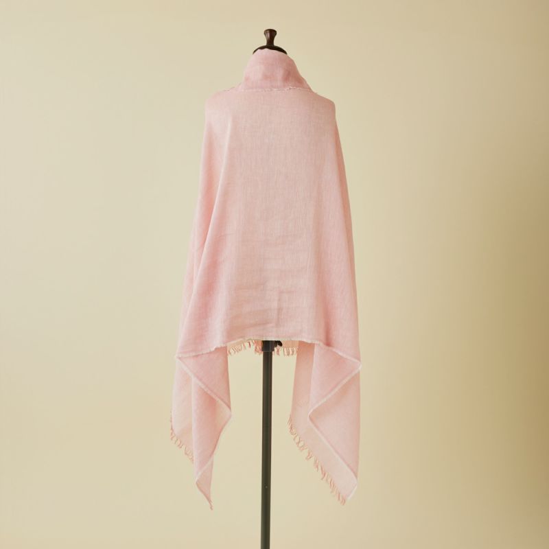 【長寿祝いセット】大判リネンコットンストール＜ピンク＞ イタリア製